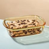 Urbane Home 1000 ml Borosilicate Glass Baking Tray | Yellow Microwave Oven Safe Utensils | Rectangular Bread Moulds for Baking | Dishwasher & Freezer Safe | Multipurpose use Serving Tray